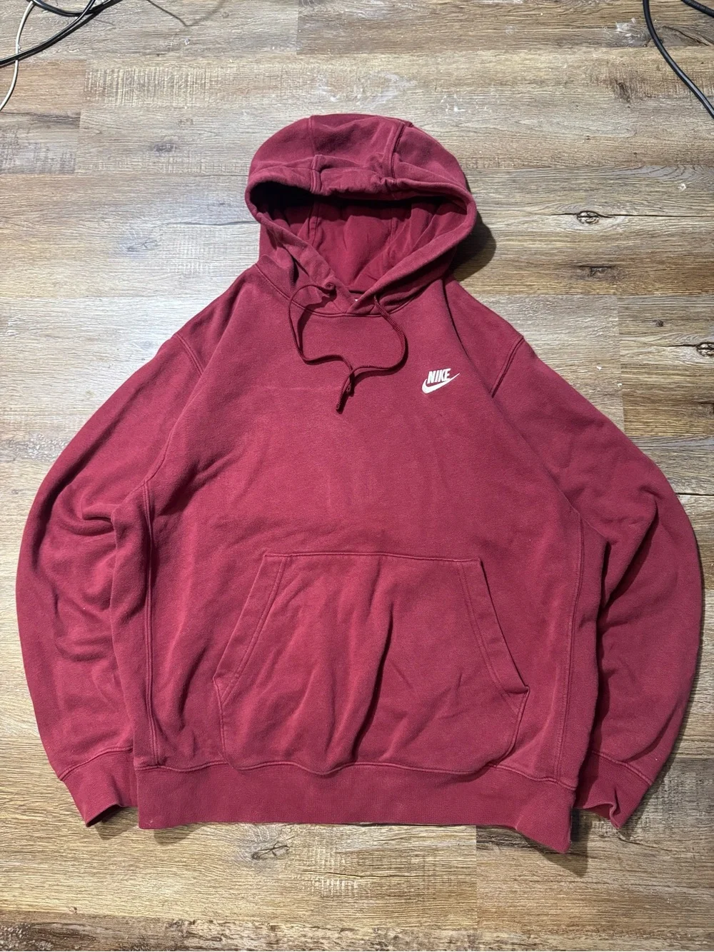 Nike Burgundy Pullover Hoodie with White Logo
